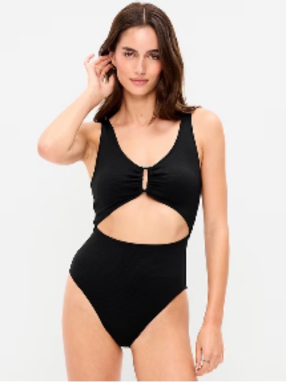 Old Navy Textured One-Piece Cut-Out Swimsuit Black L NWT IN PACKAGE
